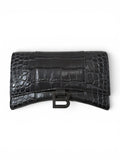 Balenciaga Embossed Croc Leather Hourglass clutch with chain