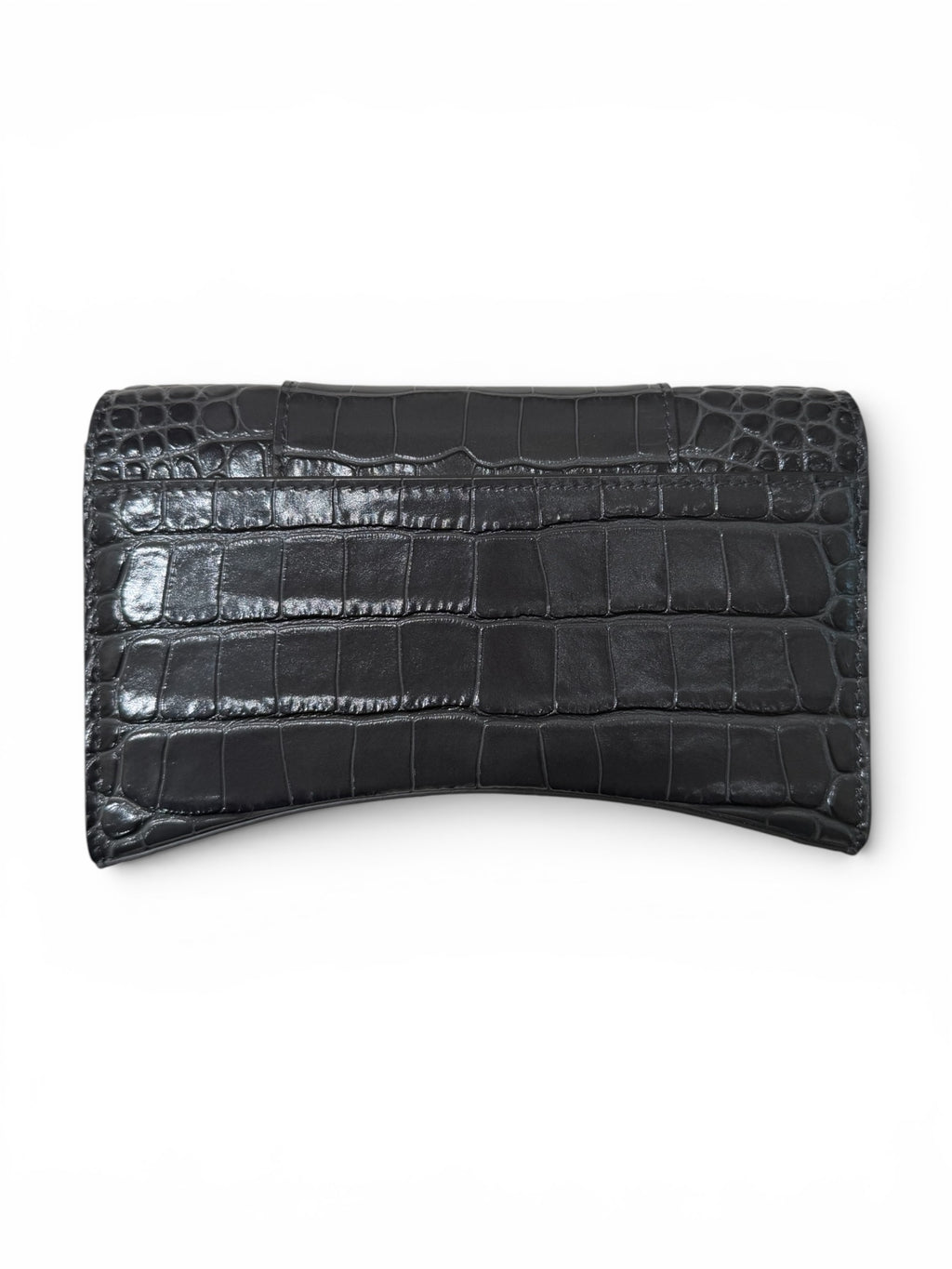Balenciaga Embossed Croc Leather Hourglass clutch with chain