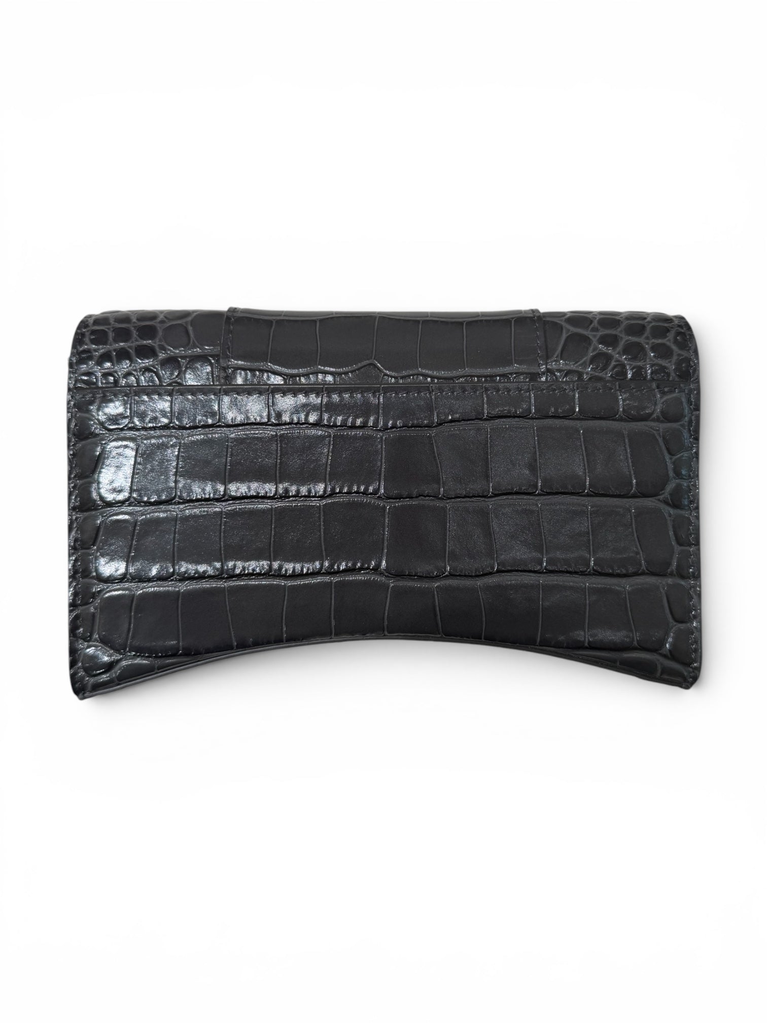 Balenciaga Embossed Croc Leather Hourglass clutch with chain