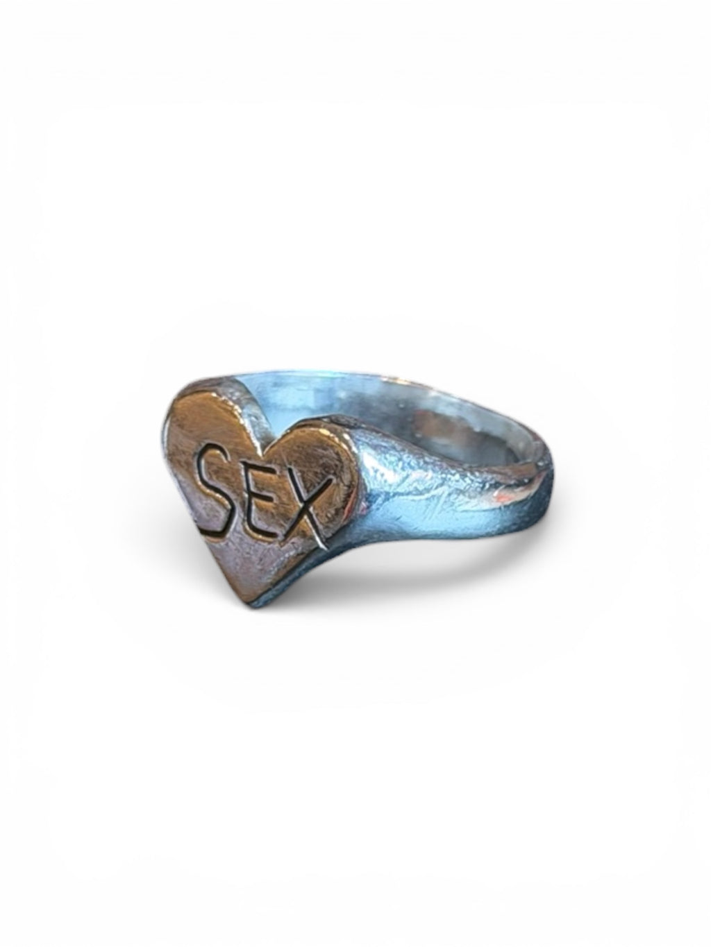 Rodeo Work Wear Silver Heart “Sex” ring