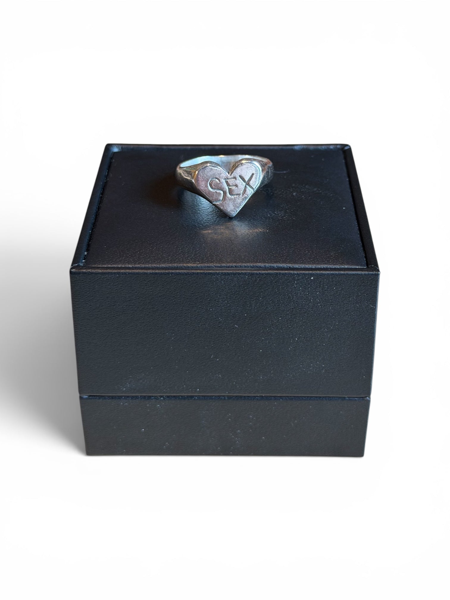 Rodeo Work Wear Silver Heart “Sex” ring