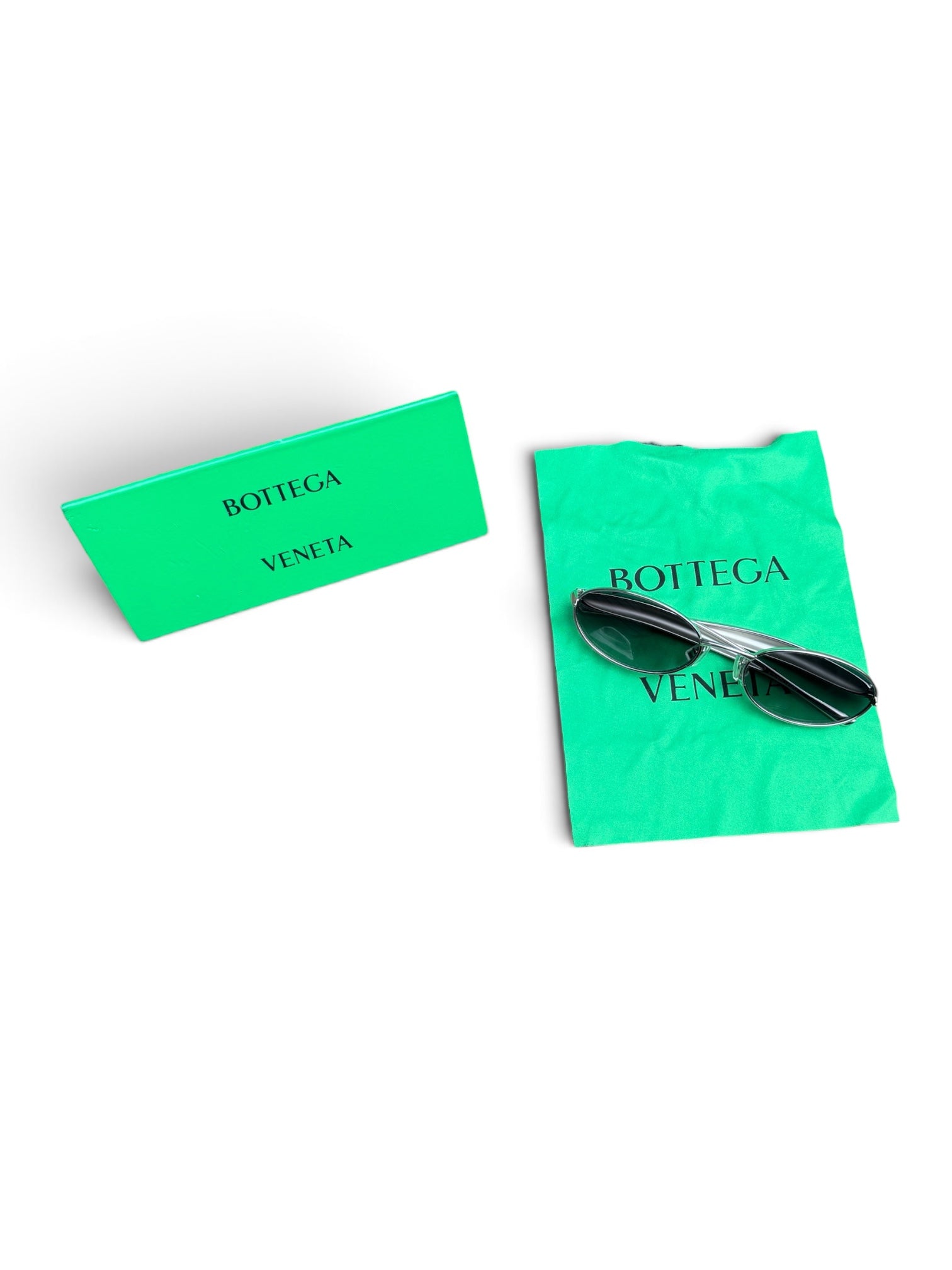 Bottega Veneta Silver Oval Sunglasses